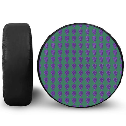 Purple Grape Pattern Print Leather Spare Tire Cover