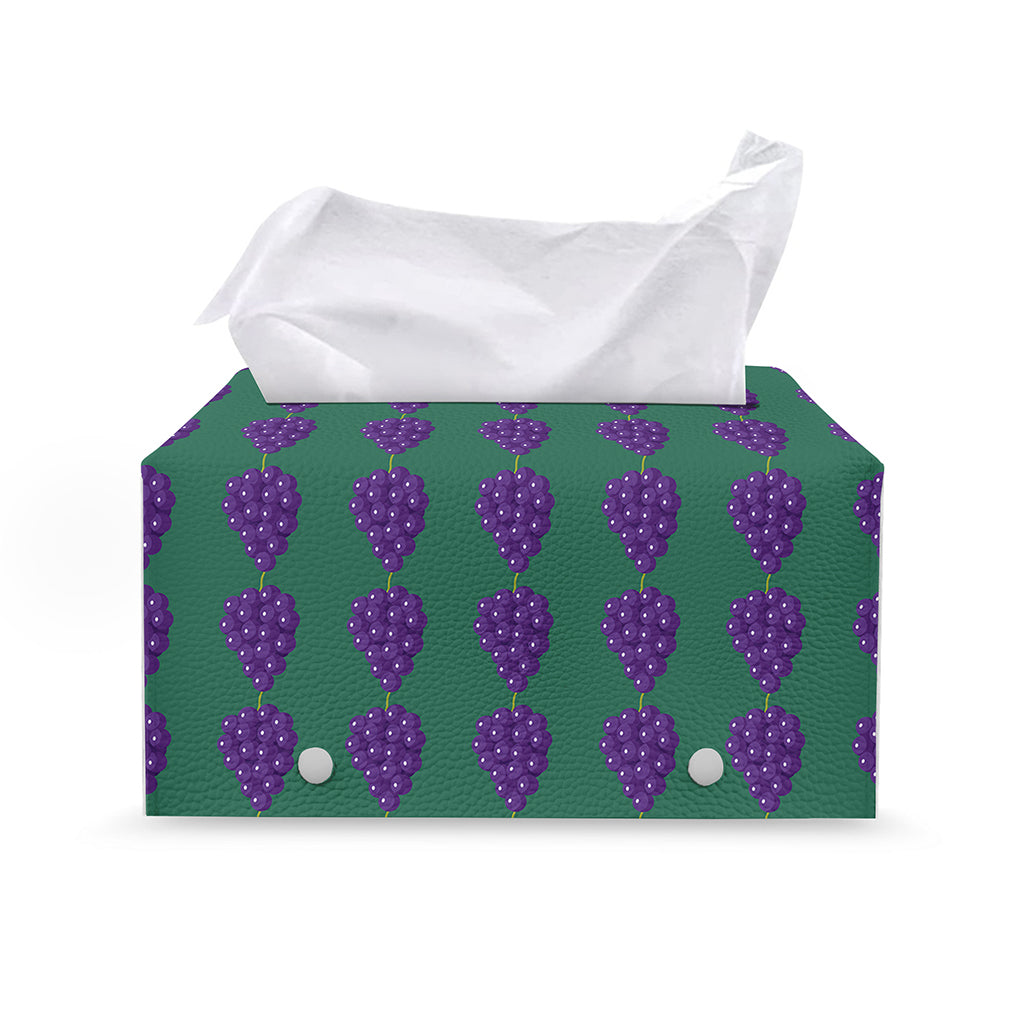 Purple Grape Pattern Print Leather Tissue Box Cover