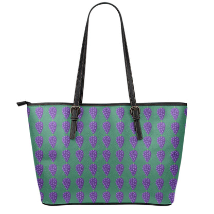 Purple Grape Pattern Print Leather Tote Bag