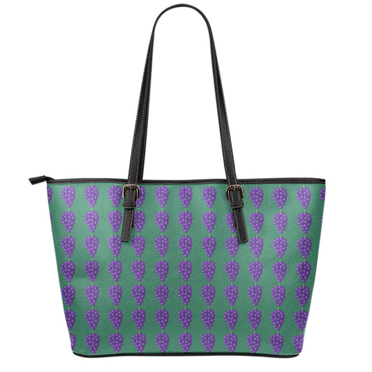 Purple Grape Pattern Print Leather Tote Bag