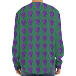 Purple Grape Pattern Print Long Sleeve Baseball Jersey