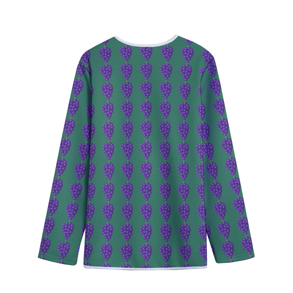 Purple Grape Pattern Print Long Sleeve Short Coat