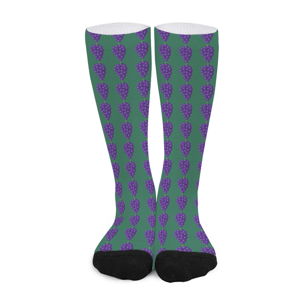 Purple Grape Pattern Print Long Socks