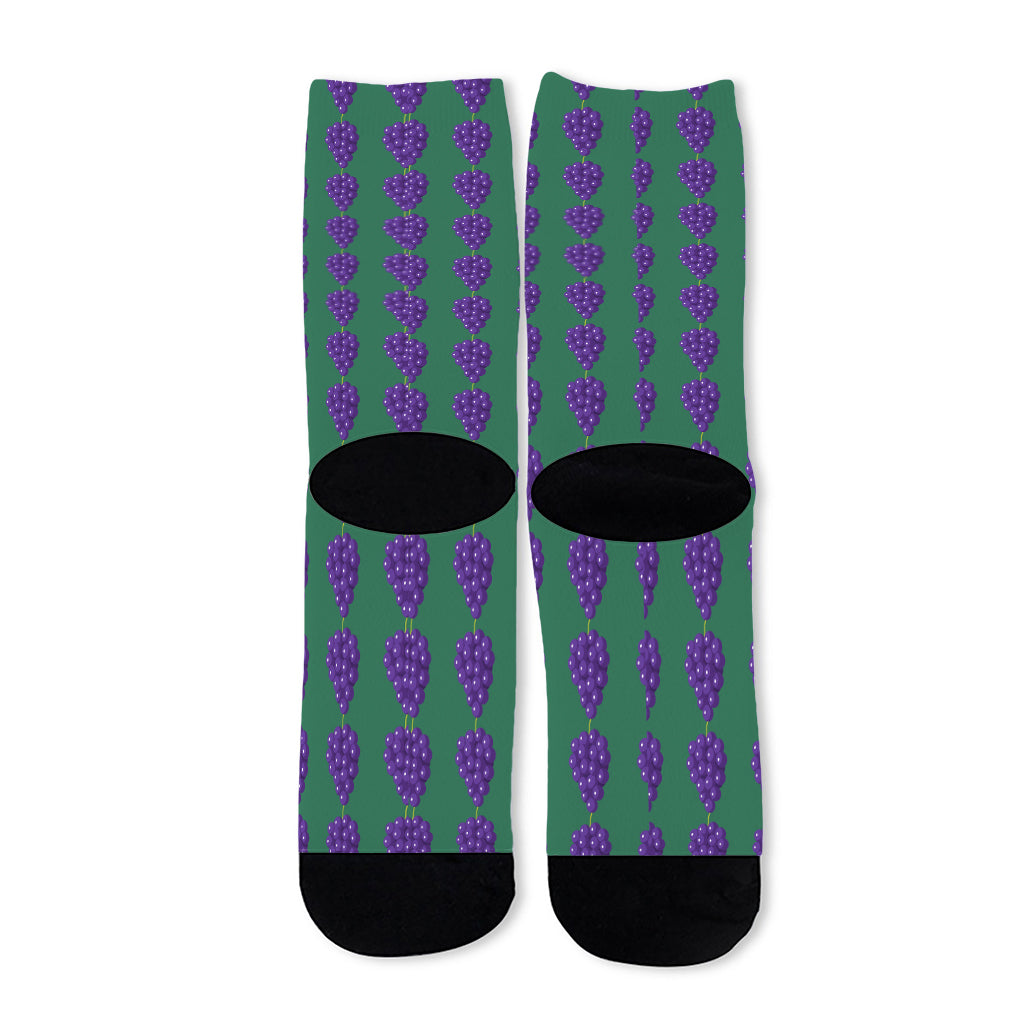 Purple Grape Pattern Print Long Socks