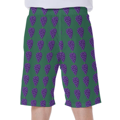 Purple Grape Pattern Print Men's Beach Shorts