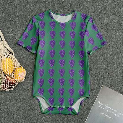 Purple Grape Pattern Print Men's Bodysuit
