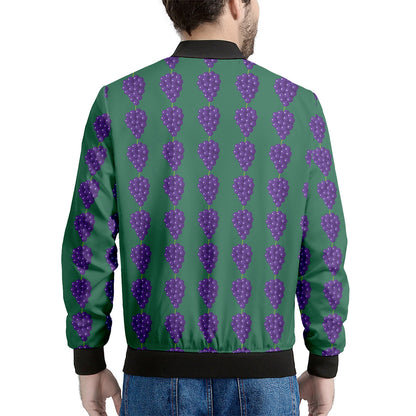 Purple Grape Pattern Print Men's Bomber Jacket