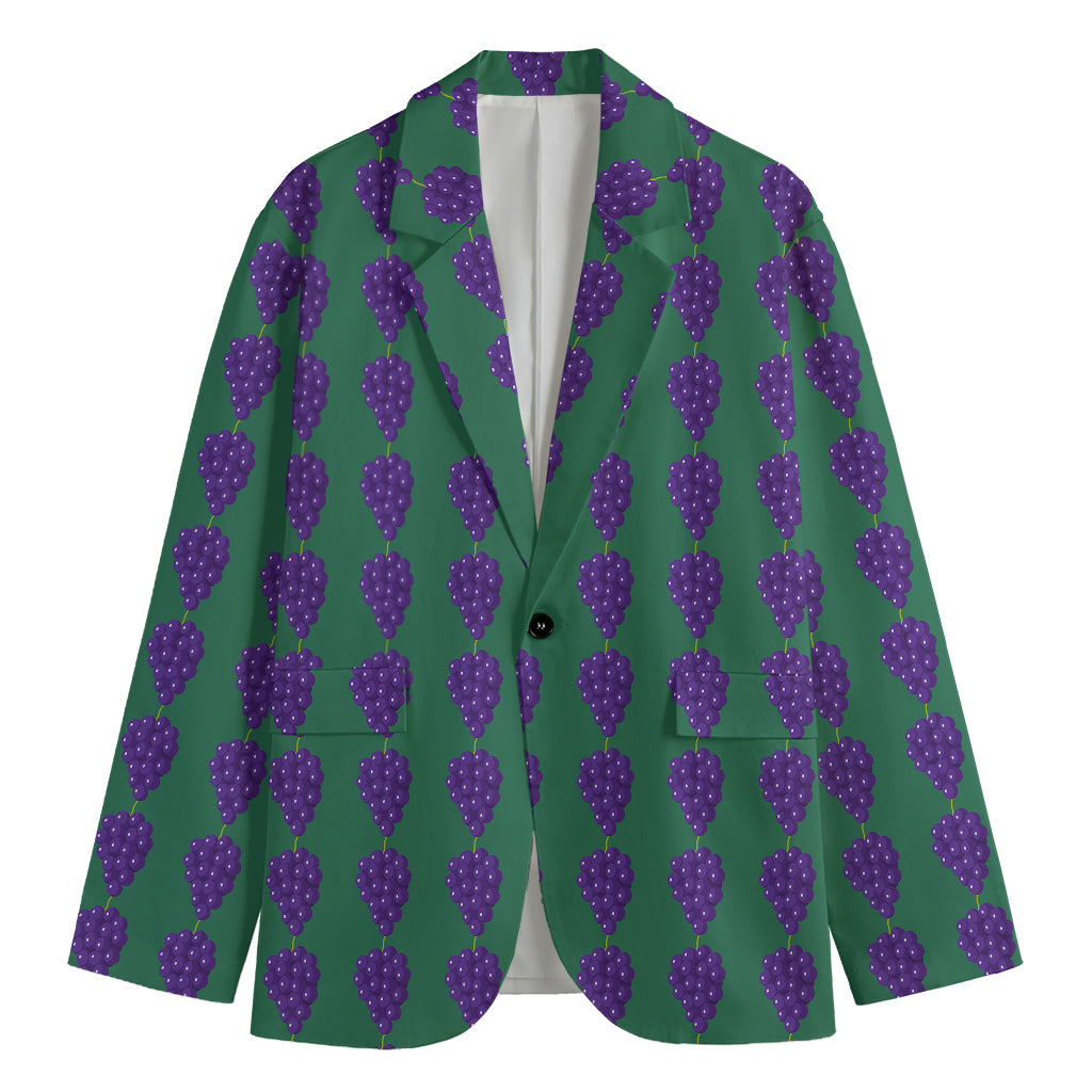 Purple Grape Pattern Print Men's Cotton Blazer
