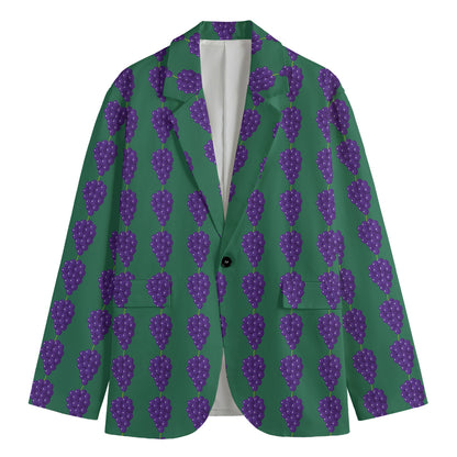 Purple Grape Pattern Print Men's Cotton Blazer