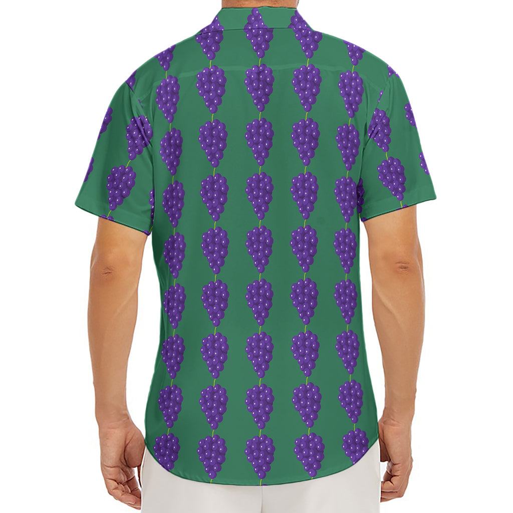 Purple Grape Pattern Print Men's Deep V-Neck Shirt