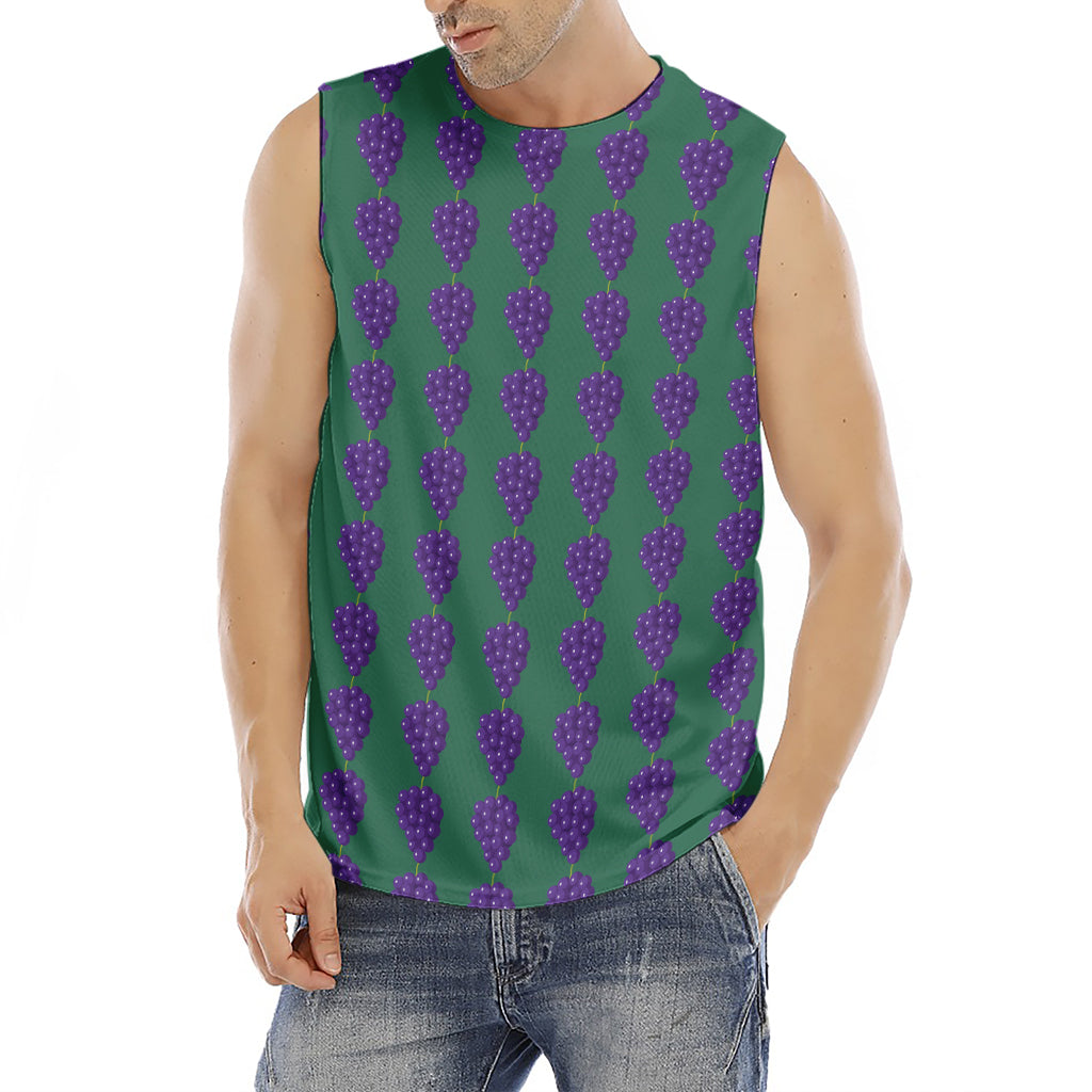 Purple Grape Pattern Print Men's Fitness Tank Top