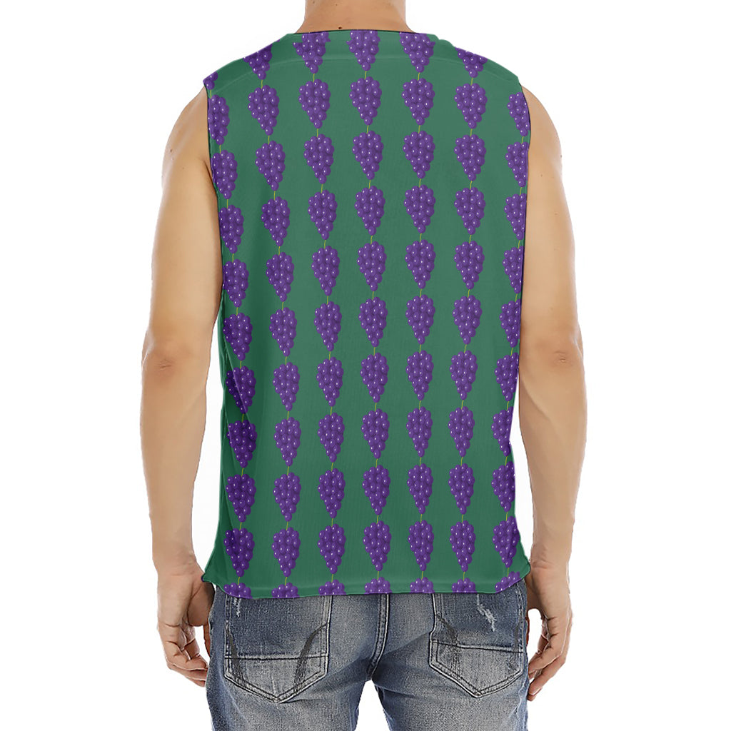 Purple Grape Pattern Print Men's Fitness Tank Top