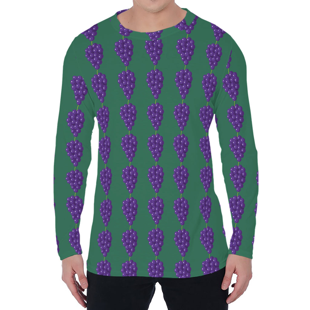 Purple Grape Pattern Print Men's Long Sleeve T-Shirt