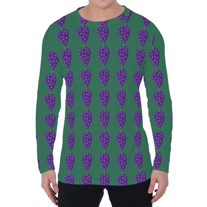 Purple Grape Pattern Print Men's Long Sleeve T-Shirt