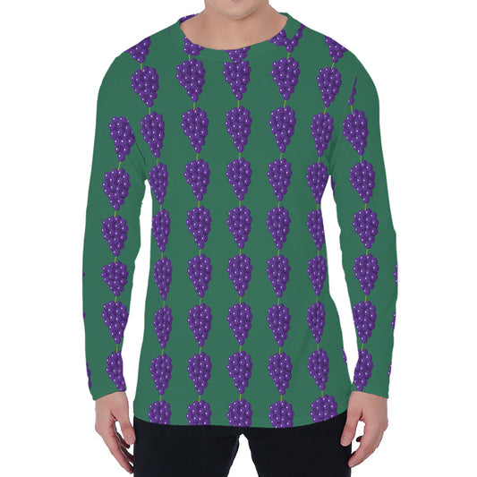 Purple Grape Pattern Print Men's Long Sleeve T-Shirt