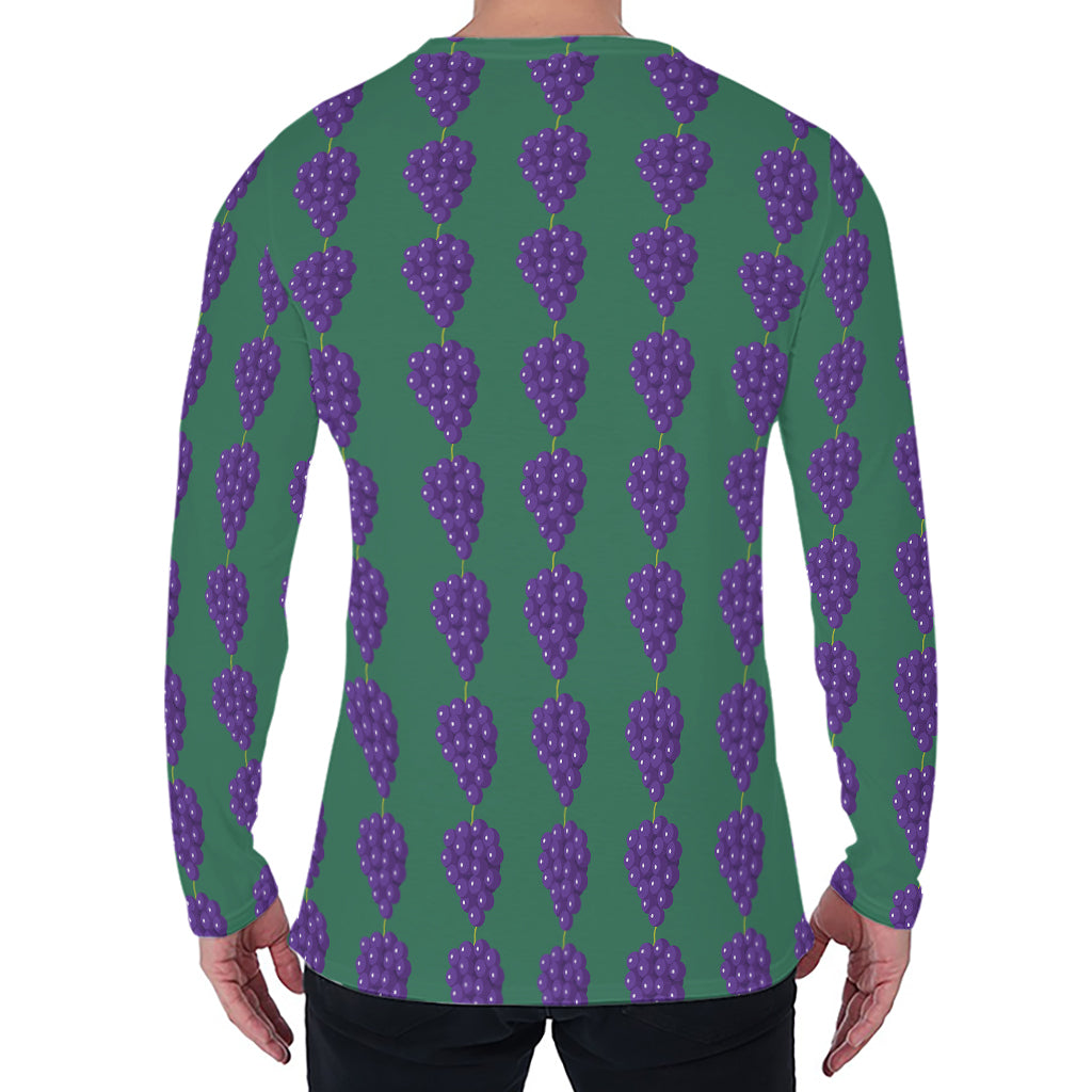 Purple Grape Pattern Print Men's Long Sleeve T-Shirt
