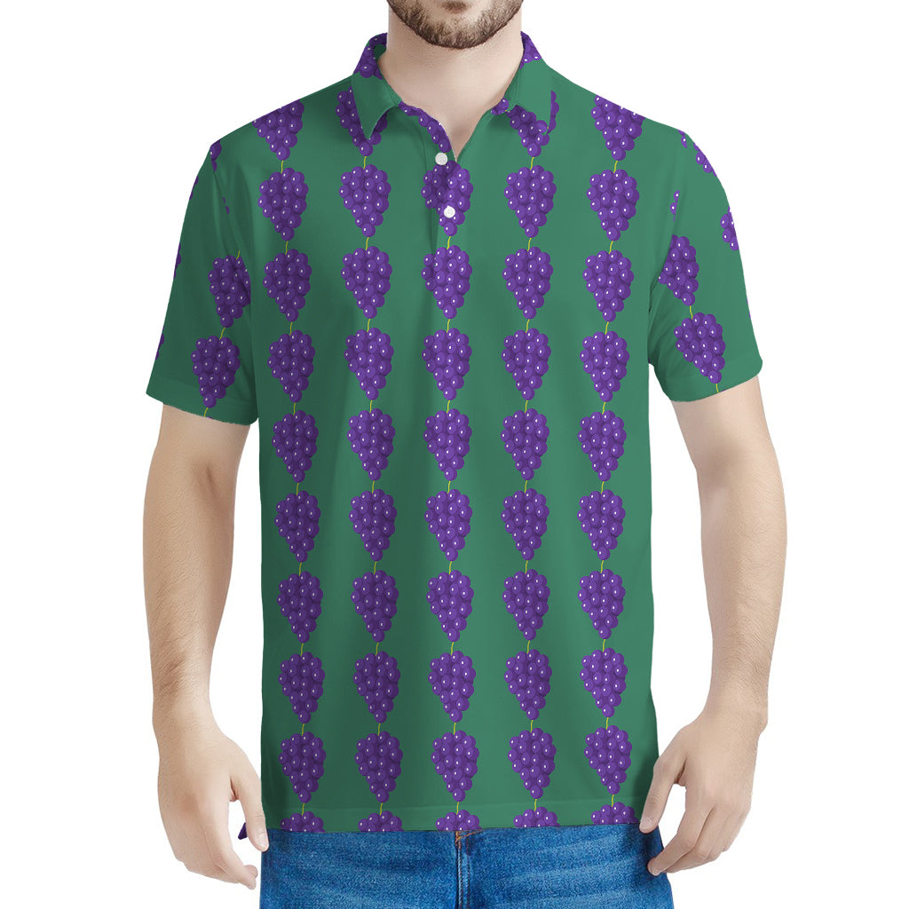 Purple Grape Pattern Print Men's Polo Shirt