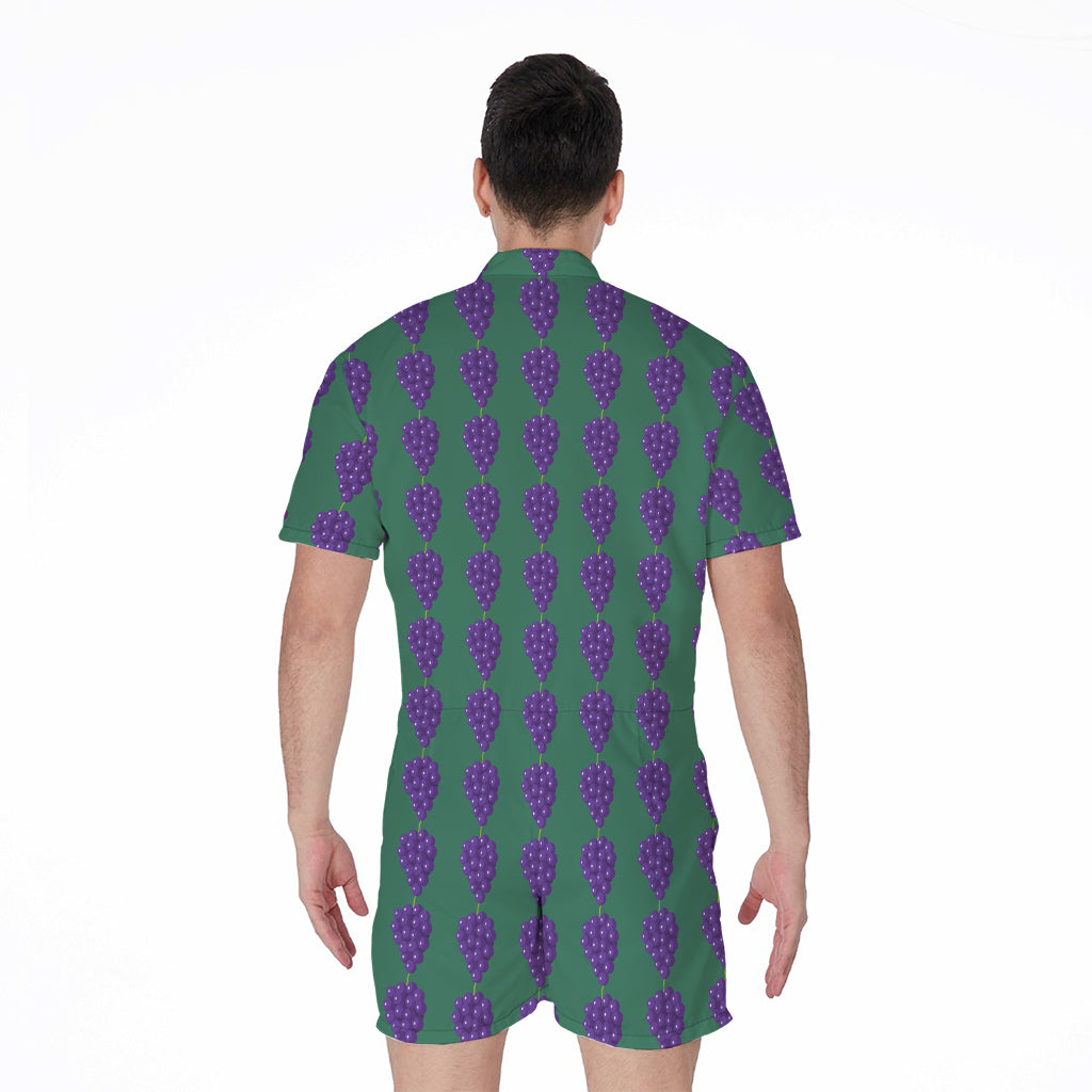 Purple Grape Pattern Print Men's Rompers