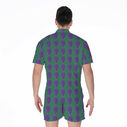 Purple Grape Pattern Print Men's Rompers