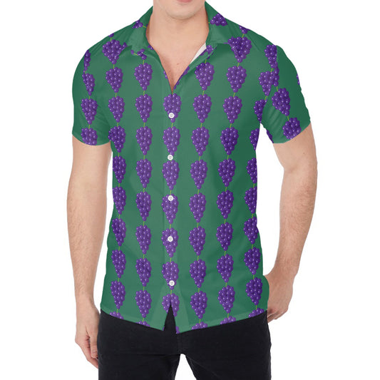 Purple Grape Pattern Print Men's Shirt