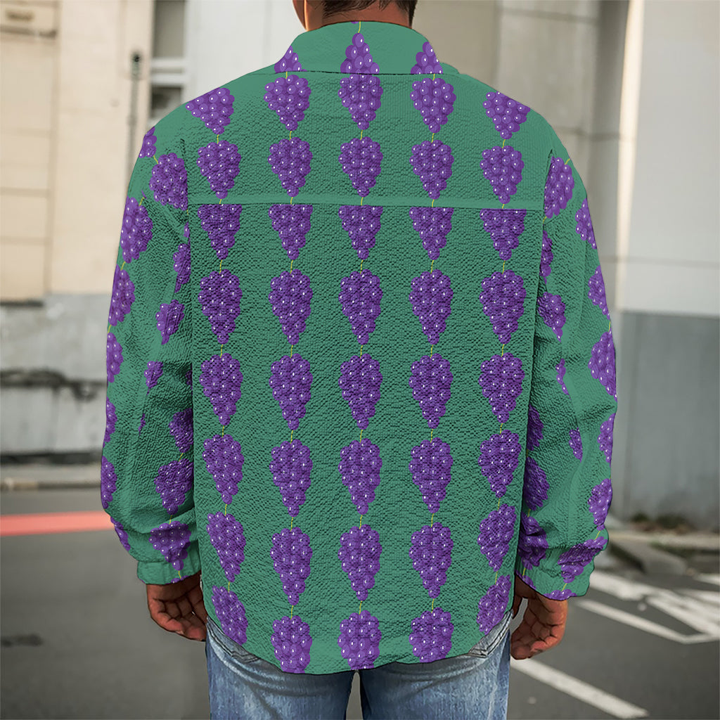 Purple Grape Pattern Print Men's Shirt Jacket