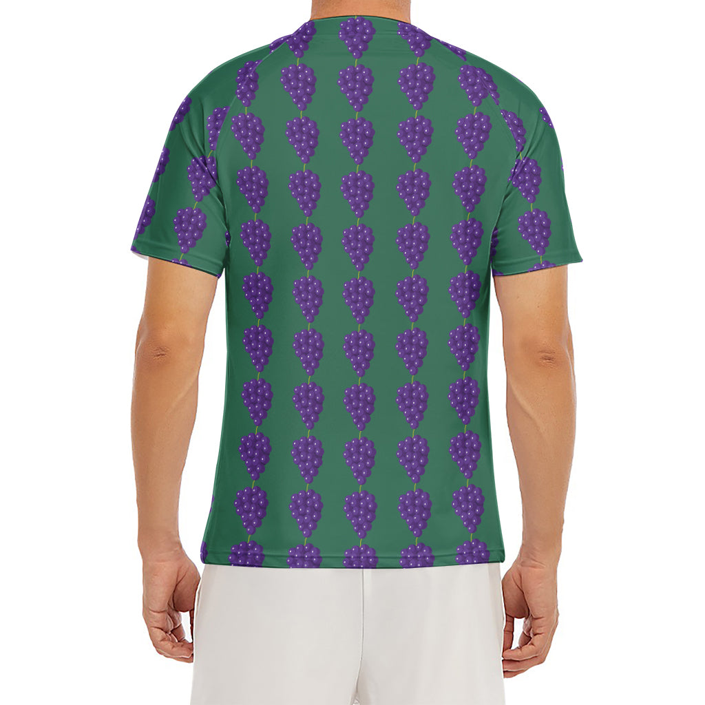 Purple Grape Pattern Print Men's Short Sleeve Rash Guard