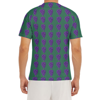 Purple Grape Pattern Print Men's Short Sleeve Rash Guard