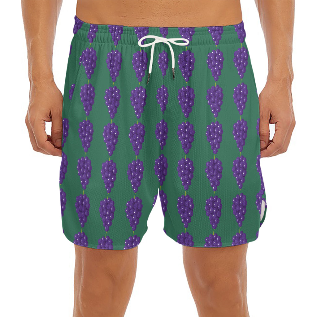 Purple Grape Pattern Print Men's Split Running Shorts