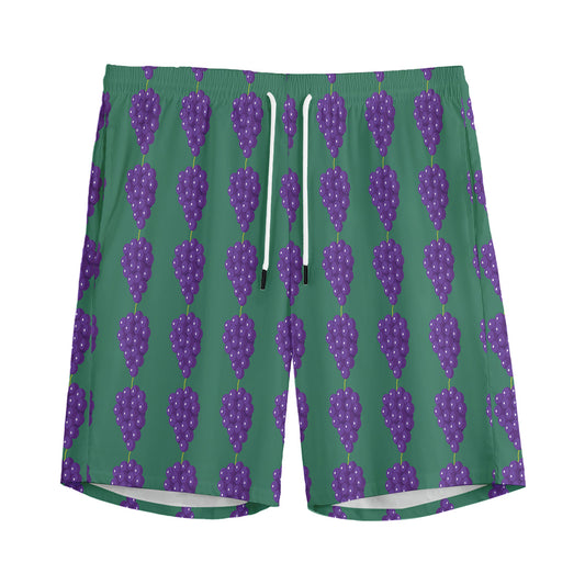 Purple Grape Pattern Print Men's Sports Shorts