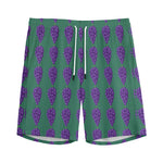 Purple Grape Pattern Print Men's Sports Shorts