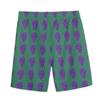 Purple Grape Pattern Print Men's Sports Shorts