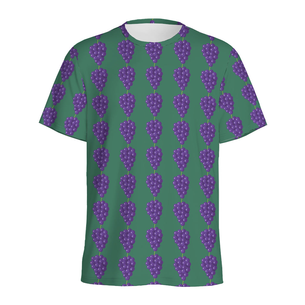 Purple Grape Pattern Print Men's Sports T-Shirt