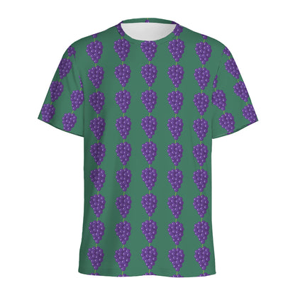 Purple Grape Pattern Print Men's Sports T-Shirt