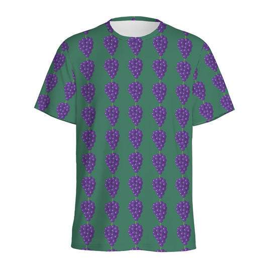 Purple Grape Pattern Print Men's Sports T-Shirt