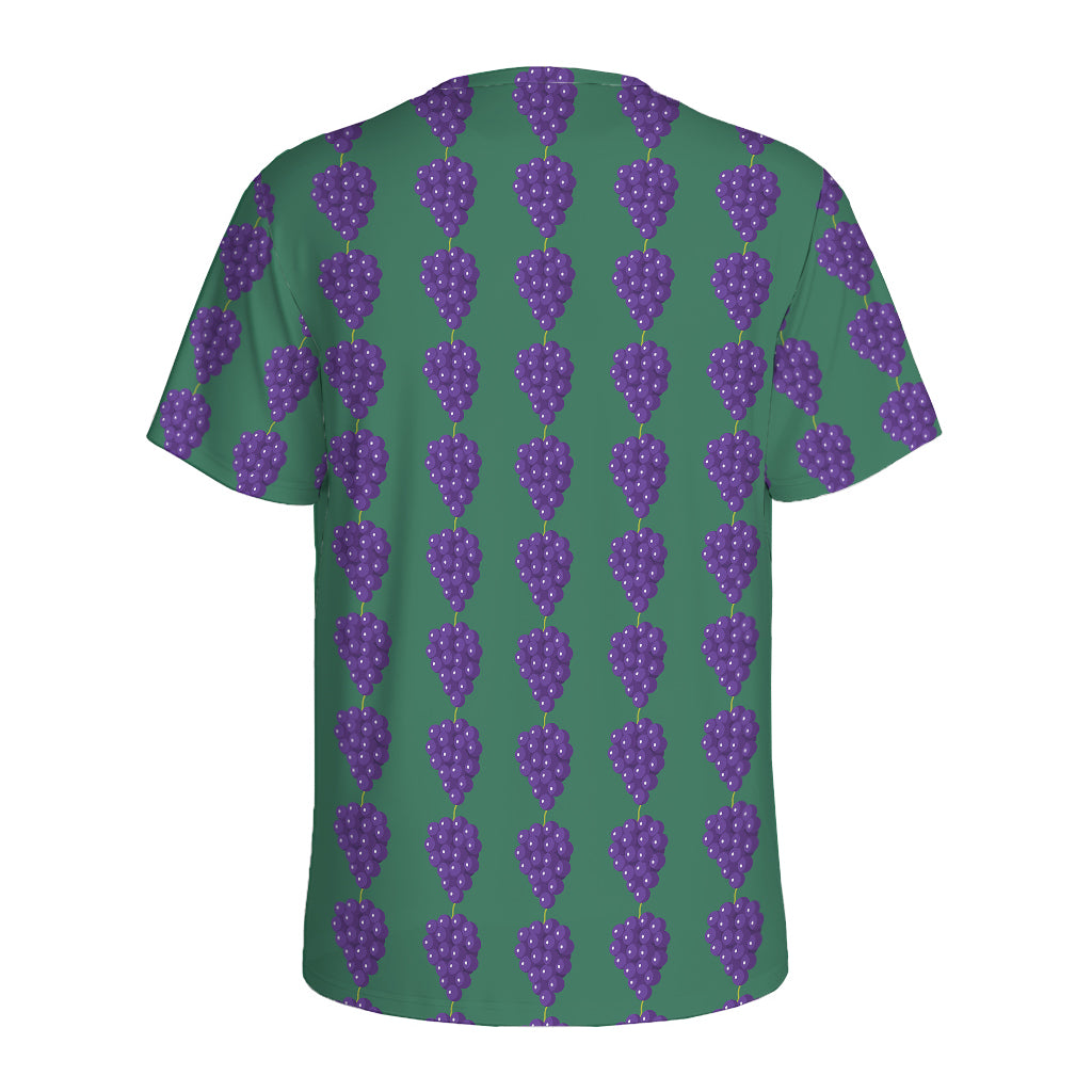 Purple Grape Pattern Print Men's Sports T-Shirt
