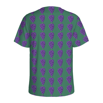 Purple Grape Pattern Print Men's Sports T-Shirt
