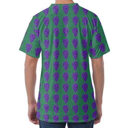 Purple Grape Pattern Print Men's Velvet T-Shirt