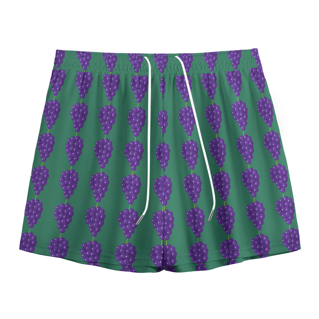 Purple Grape Pattern Print Mesh Shorts