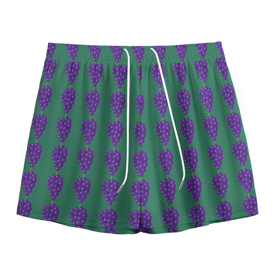Purple Grape Pattern Print Mesh Shorts