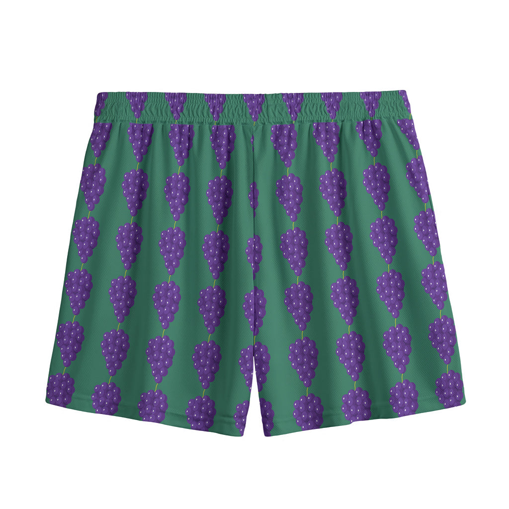Purple Grape Pattern Print Mesh Shorts