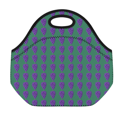 Purple Grape Pattern Print Neoprene Lunch Bag