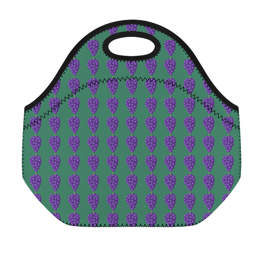 Purple Grape Pattern Print Neoprene Lunch Bag