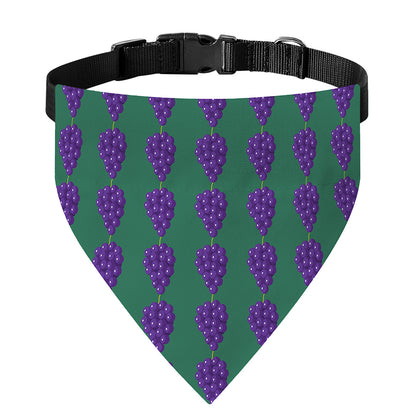 Purple Grape Pattern Print Over The Collar Dog Bandana
