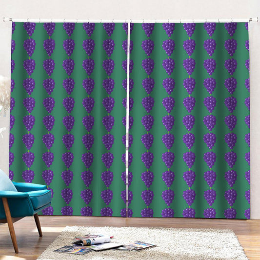 Purple Grape Pattern Print Pencil Pleat Curtains