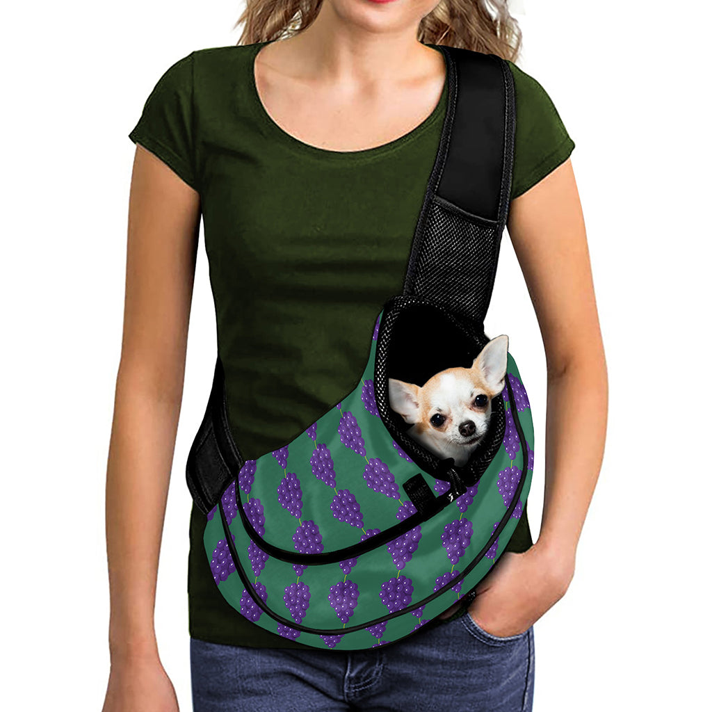 Purple Grape Pattern Print Pet Sling Carrier