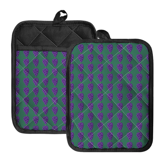 Purple Grape Pattern Print Pot Holders With Pocket