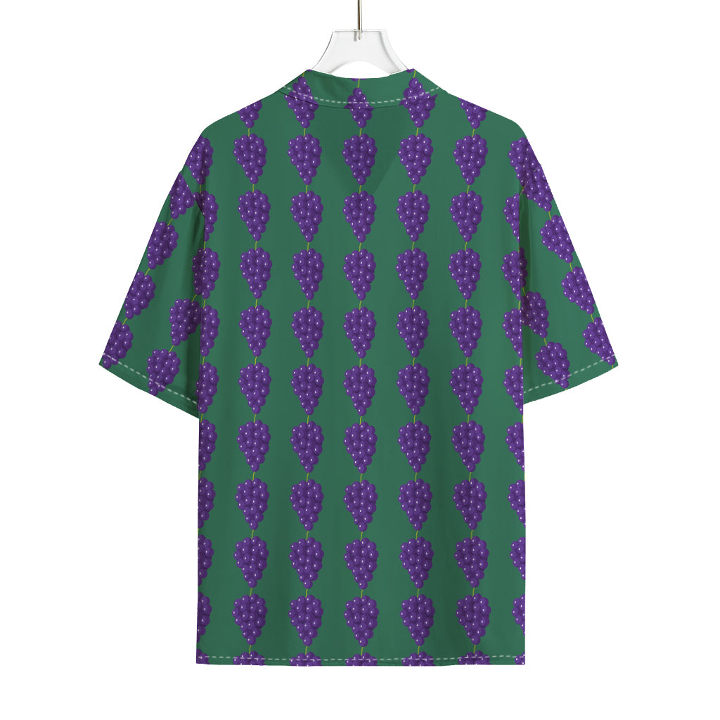 Purple Grape Pattern Print Rayon Hawaiian Shirt