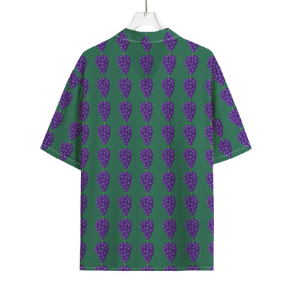 Purple Grape Pattern Print Rayon Hawaiian Shirt
