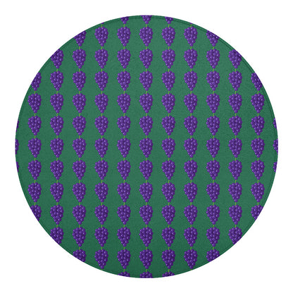 Purple Grape Pattern Print Round Blanket