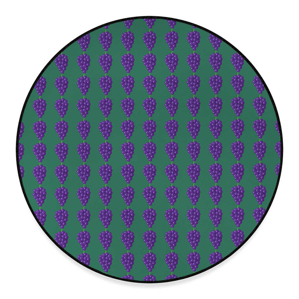 Purple Grape Pattern Print Round Floor Mat